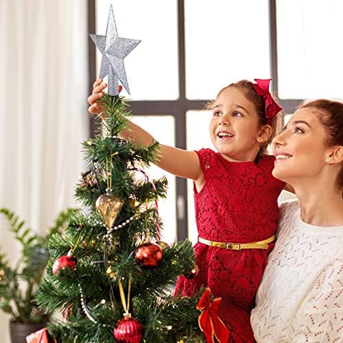 8 Inches Christmas Tree Top Crown Glitter Star Decoration (Silvery) - Image 4
