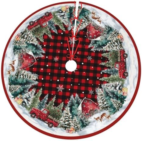 Christmas Truck Traditional Christmas Tree Skirt Holiday Party Xmas Tree Skirt Mat Christmas Ornaments Decoration 36 Inch by Yealedee