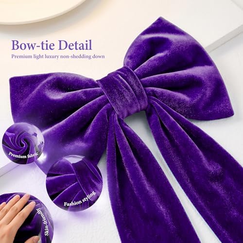 Big Purple Bow, Christmas Decorations, Velvet Christmas Tree Topper Bow, 52 x16 Inch, Giant Christmas Bow Decorations for Tree, Wedding, Birthday, Wreath, Door, Wall Decor (Dark Purple) - Image 3