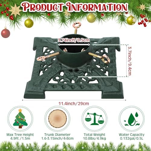 Huwena Christmas Tree Stands, Green, 11.42''x11.42''x3.74'', Elegant - Image 2
