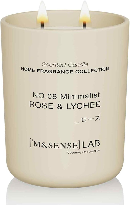 M&SENSE Natural Soy Large Candle| Rose Lychee | 16.6 oz, 95H Burn | Mini Spring Scented Candles for Relaxation, Valentines Day Gift, Home Décor | for Bedroom, Office, Party