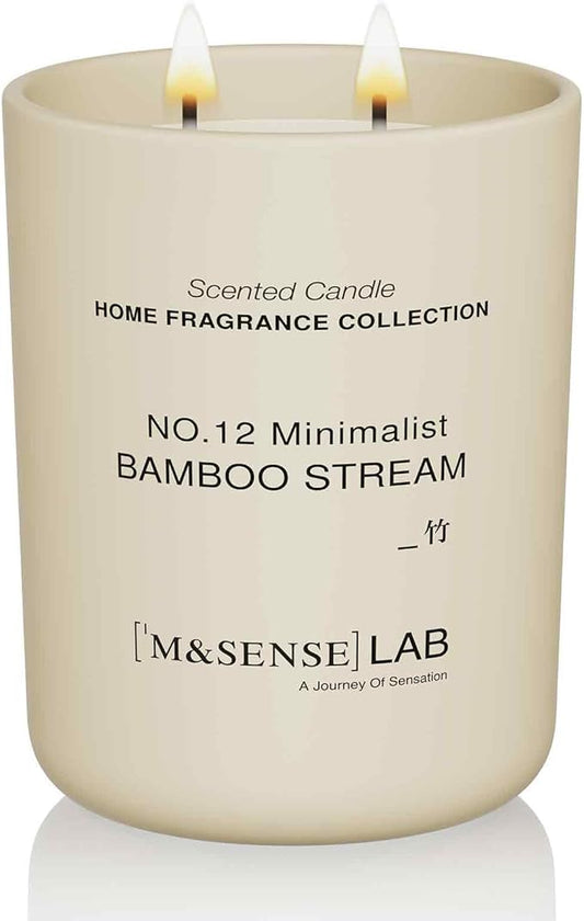 M&SENSE Natural Soy Large Candle| Bamboo Stream | 16.6 oz, 95H Burn | Mini Spring Scented Candles for Relaxation, Valentines Day Gift, Home Décor | for Bedroom, Office, Party