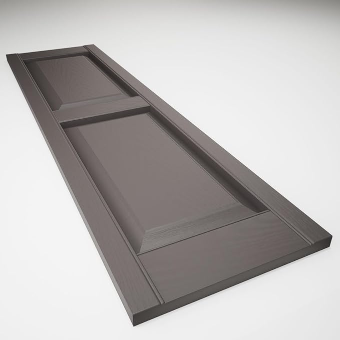 Ekena Millwork Lifetime Vinyl LP2S12X04300MS Standard Two Equal Panel Vinyls, Raised Panel Vinyl Shutters, w/Installation Shutter-Lok's & Matching Screws (Per Pair), 12"W x 43"H, Musket Brown