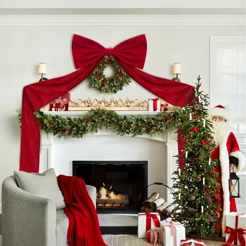 Extra Large Velvet Bows Christmas Tree Topper 20 x 74 Inch Big Bows with Long Streamers lazos para arbol de Navidad for Room Backdrop Wall Home Xmas Holiday Porch Decor, Brown - Image 6