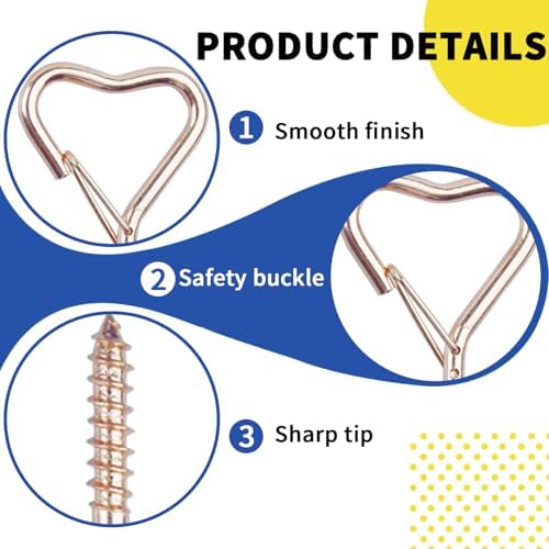 25 Pack Heart Shaped Screw Hooks for Hanging Plants, Ceiling Hooks - Image 6