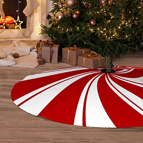 36 Inch Red Swirl Christmas Tree Skirt Sweet Candy Cane Red and White Ornaments Home Party Decoration - Image 4