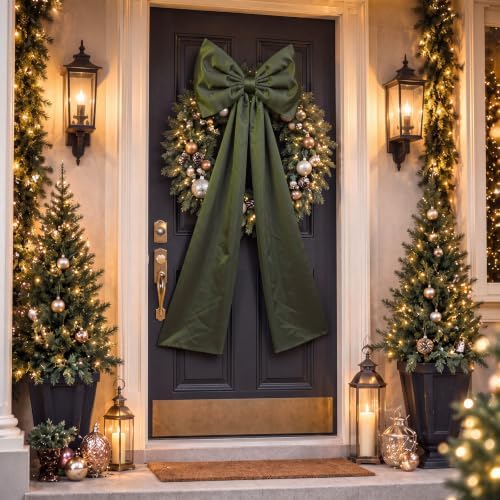 Daifunli 20 x 47 in Giant Satin Bow Christmas Tree Topper,Olive Green - Image 6