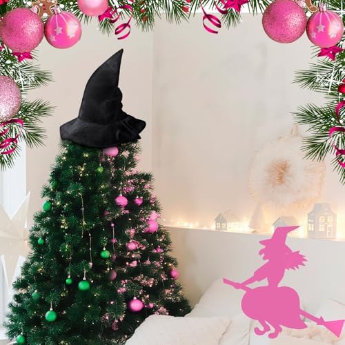Gejoy Halloween Witch Hat Tree Topper Black Magical Wizard Hat Decor for Halloween Christmas Tree Cosplay Party Supplies for Xmas Ornaments Costume Accessory - Image 5