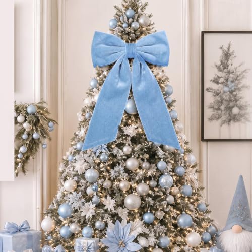 HunnmingRe 20 x 30 Inches Dusty Blue Large Velvet Bow Decor Giant Bow Party Decorations for Wall Backdrop Wedding Bridal Shower Birthday Party Room Home Wreath & Door Hanging Decorations - Image 3