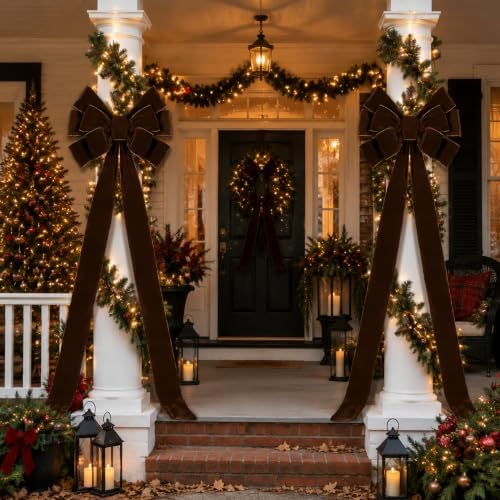 Norme 1 Pcs Brown Extra Large Christmas Tree Topper Bow Decor - Image 4