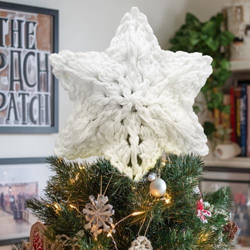 Syhood 10 Inch Snowflake Christmas Tree Topper, Crochet Snowflake Decor by Syhood