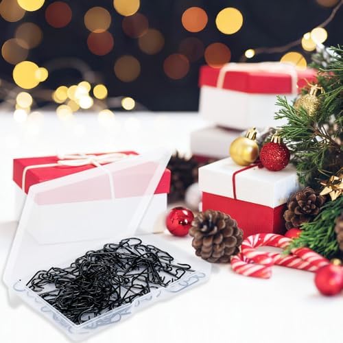 Christmas Ornament Metal Hooks Hangers, 200PCS Black Bendable Metal Wire Hanging Hook for Christmas Tree Decoration Easter Egg Hangers Halloween Party Decoration - Image 5