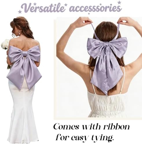 Big Purple Bows for Valentine's Day Tree Topper, 23x11 in Purple Satin Bow Decorstions for Room Hoom Wall Backdrop Room as Crib Skirt for Holiday Bow Decor Xmas (Heavyweight Satin) - Image 3