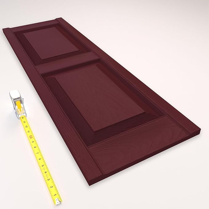 Ekena Millwork Lifetime Vinyl LP2S14X07100WN Standard Two Equal Panel Vinyls, Raised Panel Vinyl Shutters, w/Installation Shutter-Lok's & Matching Screws (Per Pair), 14 3/4"W x 71"H, Wineberry