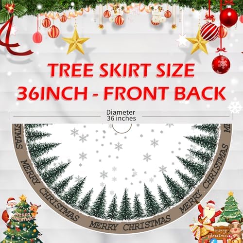 Christmas Christmas Tree Skirt 36 Inch, Snowflake Winter Holiday Tree Mat Decoration - Image 2