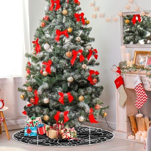 Halloween Spider Web Christmas Tree Skirt Small Xmas Tree Skirts Decorations 36 in Burlap Tree Mat Cover for 4 ft Trees Holiday Party - Image 6