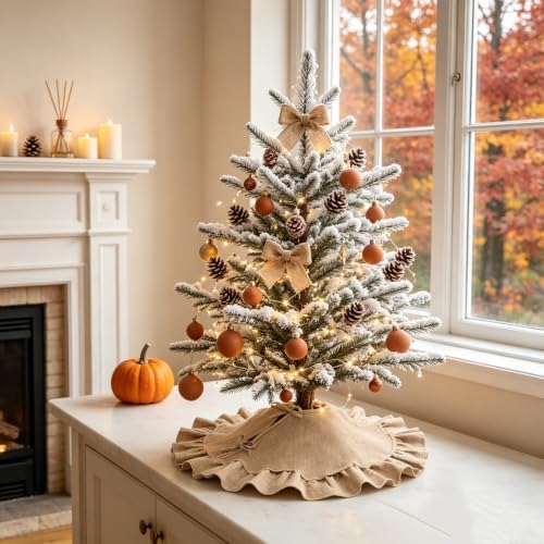 yuboo 24 Inch Burlap Tree Skirt for 2-3 Ft Tabletop Trees - Image 5