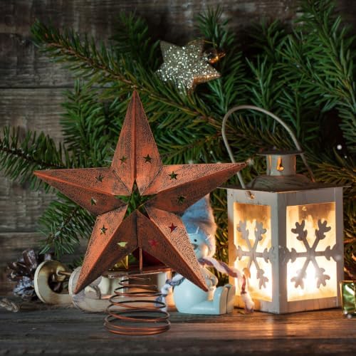 Halloscume Rustic Circle Star Christmas Tree Topper 5.91 Inch Western Christmas Tree Topper Farmhouse Metal Hollow Star Xmas Trees Ornament for Holiday Barn Farmhouse Rustic Country Home Decoration - Image 5