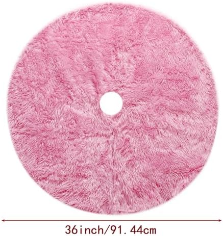 Sattiyrch Faux Fur Christmas Tree Skirt,Pink Xmas Decorations for 5ft Christmas Tree (Pink, 36in) - Image 3