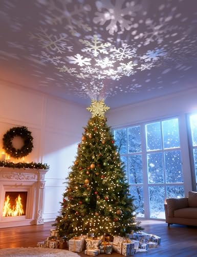 DG-Direct Christmas Tree Topper with Rotating Snowflake Projector, Gold - Image 3