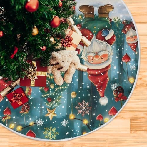 Gnomes Baubles Christmas Tree Skirt Small Xmas Tree Skirts Decorations 36 in Burlap Tree Mat Cover for 4 ft Trees Holiday Party - Image 5