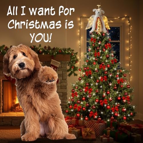 iHeartDogs Christmas Dog Angel Tree Topper with LED Halo - Image 3