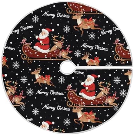 Santa Reindeer Snowflake Christmas Tree Skirt Small Xmas Tree Skirts Decorations 36 in Burlap Tree Mat Cover for 4 ft Trees Holiday Party by BOENLE-WELCOMEYOURCOMING