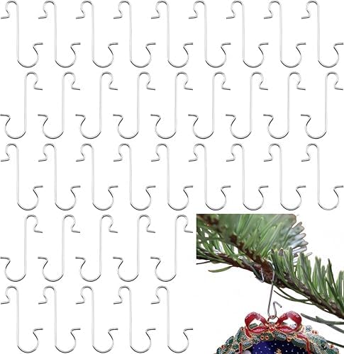 120Pack Christmas Ornament Hooks Easter Egg Hook Metal Wire Hooks S-Shaped Hangers with Storage Box for Xmas Tree Decorations(Silver) by Unknown