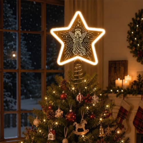 Christmas Angel Tree Topper, Warm White LED Light, USB or Battery Operated - Image 2