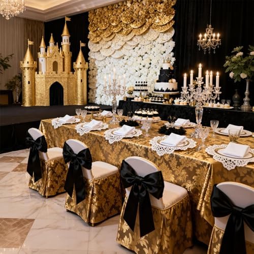 Black Bows Decor 22×11 Inch Big Black Bows Decoration Background for Crib Christmas Tree Topper Bachelorette Coquette Baby Bridal Shower Wedding Xmas Valentine's Day Bows for Car (3 Pack) - Image 5