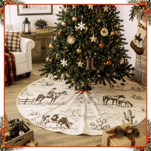 FuWeave Western Desert Cowboy Christmas Tree Skirt 36 Inch - Image 6