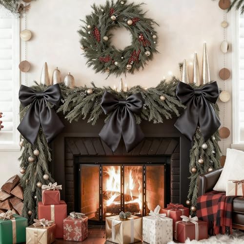 Black Bows Decor 22×11 Inch Big Black Bows Decoration Background for Crib Christmas Tree Topper Bachelorette Coquette Baby Bridal Shower Wedding Xmas Valentine's Day Bows for Car (3 Pack) - Image 6