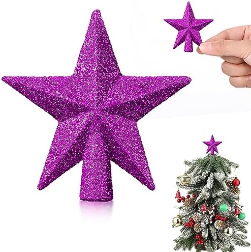 Hanaive Christmas Tree Topper Mini Star Small, Purple, 2.36 Inch, Glitter by Hanaive