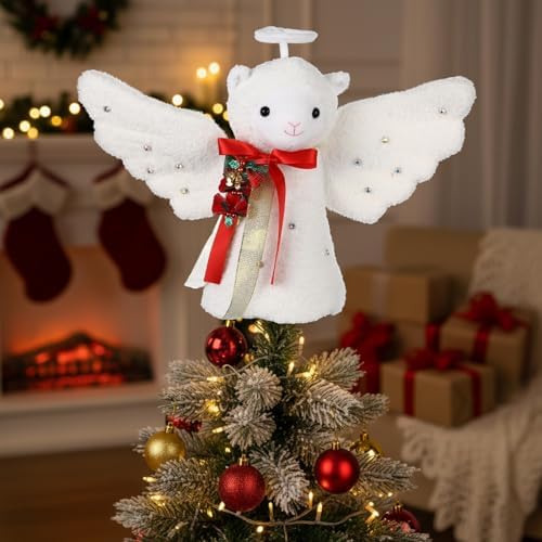 Beeveer Llama Christmas Tree Topper LED Lighted Angel Wings Decoration - Image 4