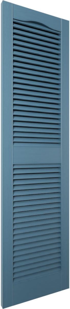 Ekena Millwork Lifetime Vinyl LL1S14X03600CB Standard Cathedral Top Center Mullion, Open Louver Vinyl Shutters, w/Installation Shutter-Lok's & Matching Screws (Per Pair), 14 1/2"W x 36"H, Classic Blue