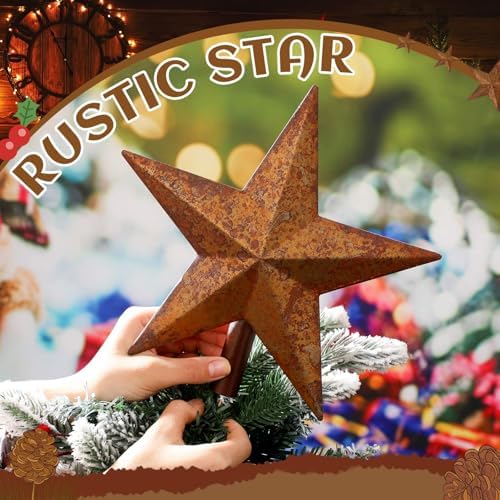 Morningro 12'' Rusty Christmas Star Tree Topper Metal Tree Topper, Classic - Image 4