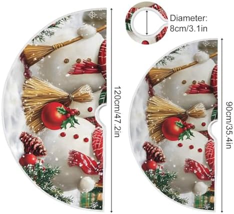 Family Snowmen Christmas Tree Skirt Small Xmas Tree Skirts Decorations 36 in Burlap Tree Mat Cover for 4 ft Trees Holiday Party - Image 4