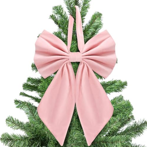 Janinka Pink Christmas Tree Topper Bow 22" Big,Velvet by Janinka