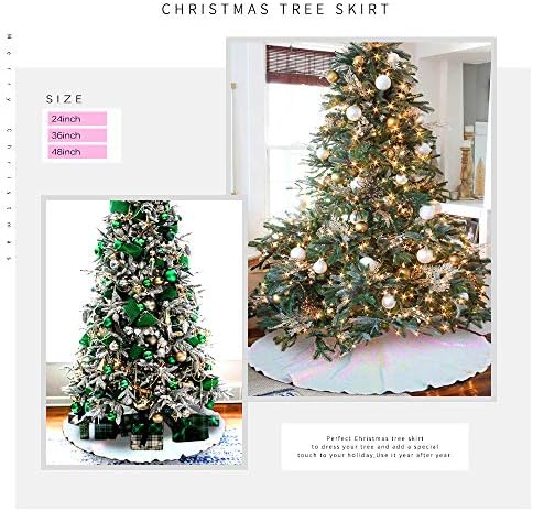 36 Inch Christmas Tree Skirt Iridescent White Tree Skirt Small Sequin Tree Mat for Merry Christmas Party Christmas Tree Decoration - Image 3