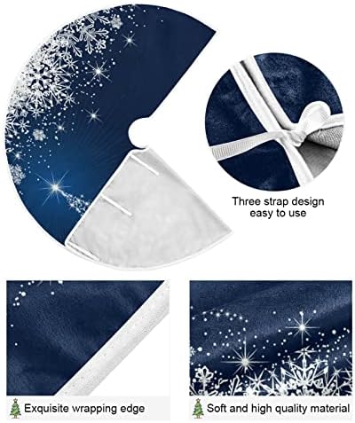 ATTX Winter Blue Snowflakes Tree Skirt Home Decoration Large Round Tree Skirt 47.2 Inches - Image 2