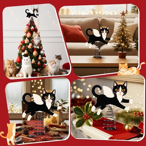 Soulchen Christmas Tree Topper Metal Black Angel Cat - Image 6