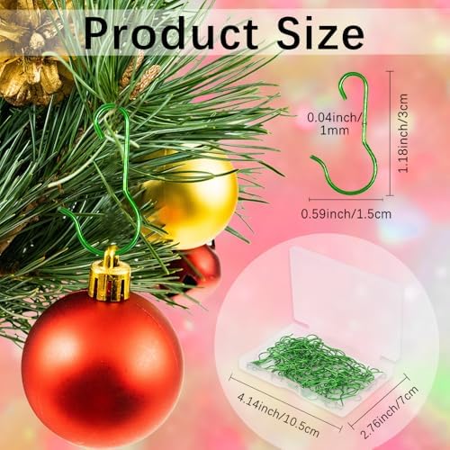 Christmas Ornament Hooks - 100PCS Green Hangers for Christmas Tree Decorations With Storage Box - Image 2