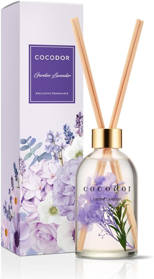COCODOR Herbarium Reed Diffuser/Garden Lavender/6.7oz(200ml)/ Fragrance Scent Essential Oil Stick Diffuser Set for Bedroom Bathroom Home D??cor