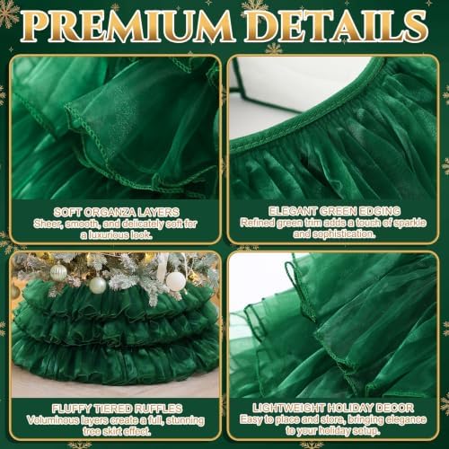 Halloscume 25 Inch Green Tulle Christmas Tree Collar Skirt Wedding - Image 3