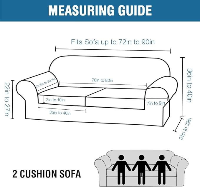 H.VERSAILTEX Real Velvet Plush 3 Piece Stretch Sofa Covers Couch Covers for 2 Cushion Couch Sofa Slipcovers Width Up to 90 Inch Thick Soft Stay in Place (Large Sofa, Oatmeal)