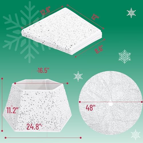 Mr. Pen- Silver Sequin Christmas Tree Skirt and Tree Collar - Image 2