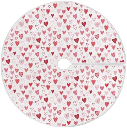 SUABO Valentine's Day Love Hearts 48 Inch Christmas Tree Skirt, Soft Xmas Tree Mat for Party Decoration Holiday Decor Christmas Decorations Indoor Outdoor by SUABO
