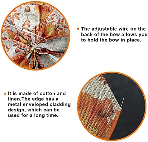 Large Fall Pumpkin Bow for Wreath, White Black Buffalo Plaid for Fall Thanksgiving Party Indoor Outdoor Door Wall Decoration Supplies - Image 3