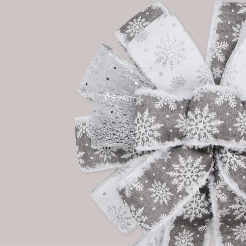 Large Christmas Tree Topper Bow 52x13 Inch, Pre-Tied Wired Wreath Ribbon - Image 4