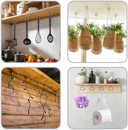 10 Pack Heart Shaped Screw Hooks for Hanging Plants, Ceiling Hooks - Image 5